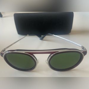Thierry Lasry Ghosty sunglasses oval aviator NWOT in deep red w/ silver rims